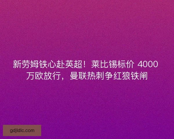新劳姆铁心赴英超！莱比锡标价 4000 万欧放行，曼联热刺争红狼铁闸