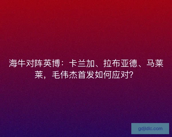 海牛对阵英博：卡兰加、拉布亚德、马莱莱，毛伟杰首发如何应对？